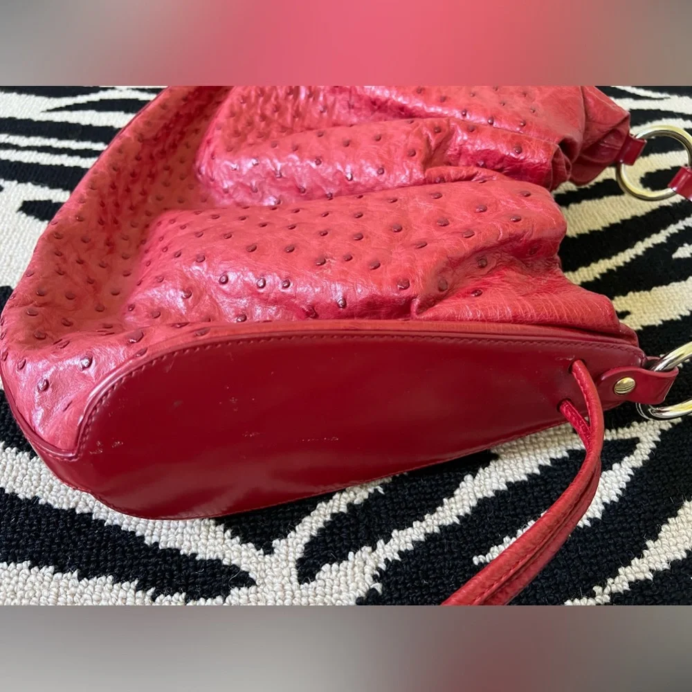 TANNER KROLLE Red Ostrich Shoulder Bag - Picture 9 of 14